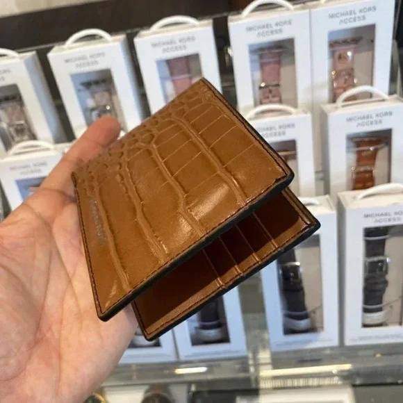 Michael Kors Billfold Bifold Wallet Men's Croc Embossed Leather 36F1LC0F1E